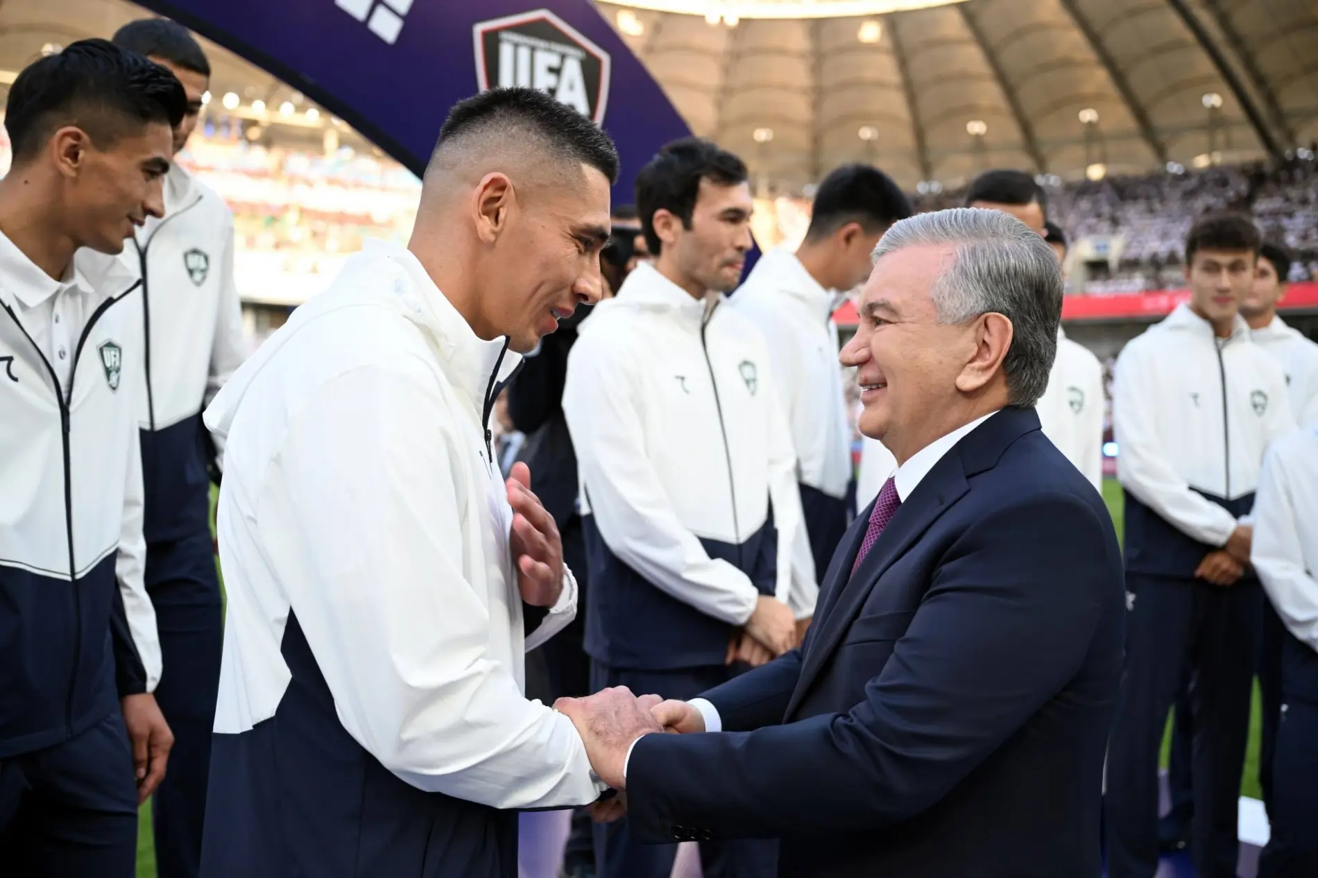 President handshake player